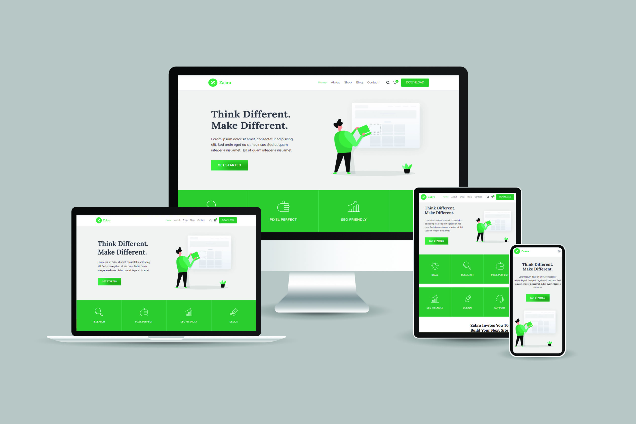 erstellt vom webdesigner christoph schade eine elegante portfoliowebsite als firmenwebsite auf verschiedenen screens - resposive webdesign in halle saale