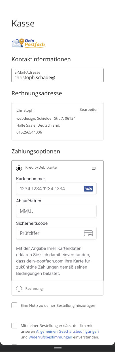 Responsive Kassenseite Mobil eines WooCommerce Shops Responsive Kassenseite Mobil eines WooCommerce Shops