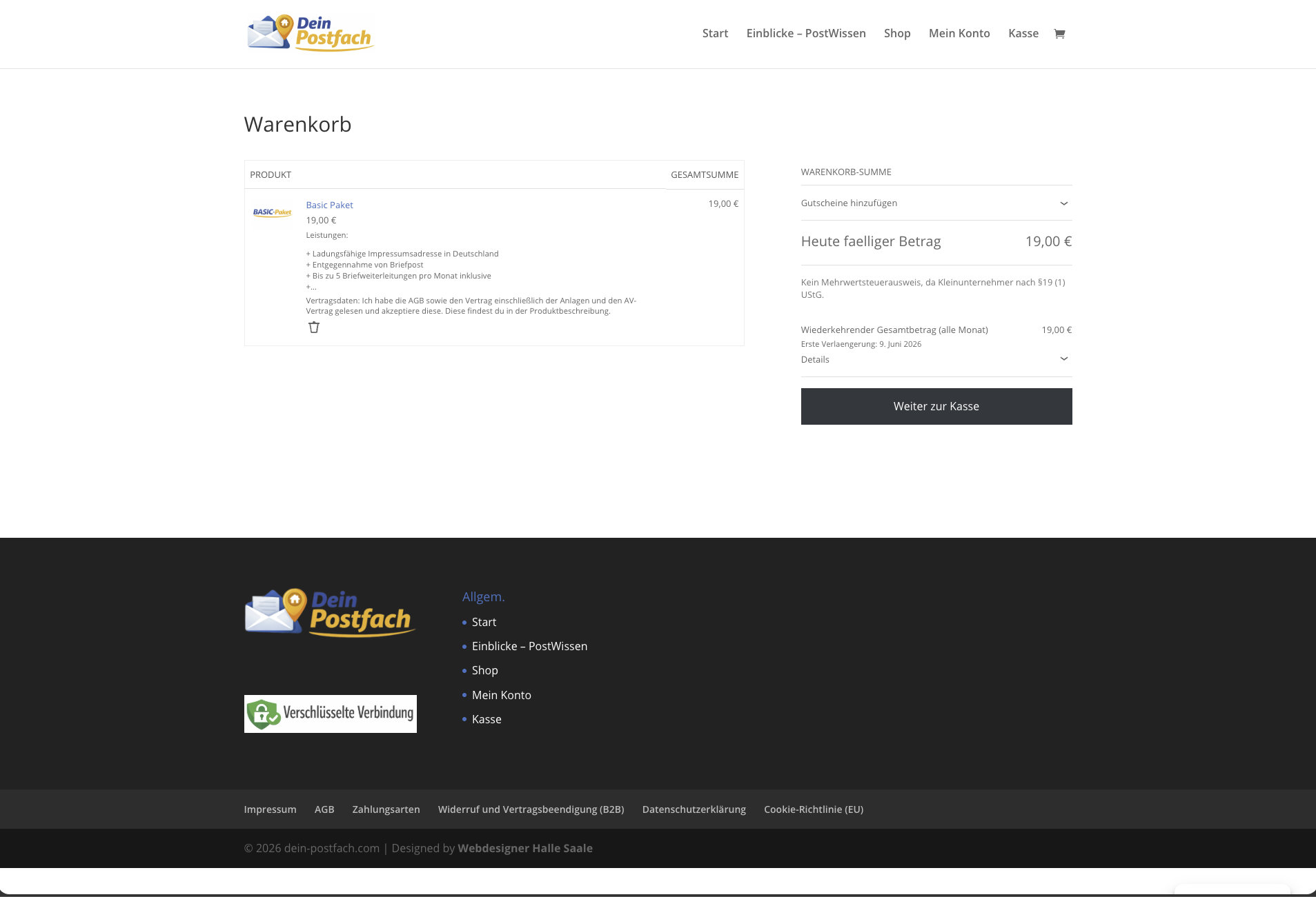 Responsive Warenkorbseite eines WooCommerce Shops Responsive Warenkorbseite eines WooCommerce Shops