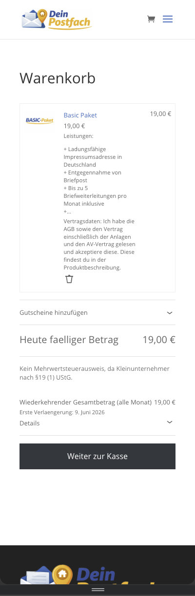 Responsive Warenkorbseite Mobil eines WooCommerce Shops Responsive Warenkorbseite Mobil eines WooCommerce Shops
